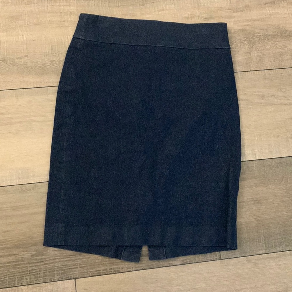 Dark Denim Midi Skirt - Very Stretchy/Comfy